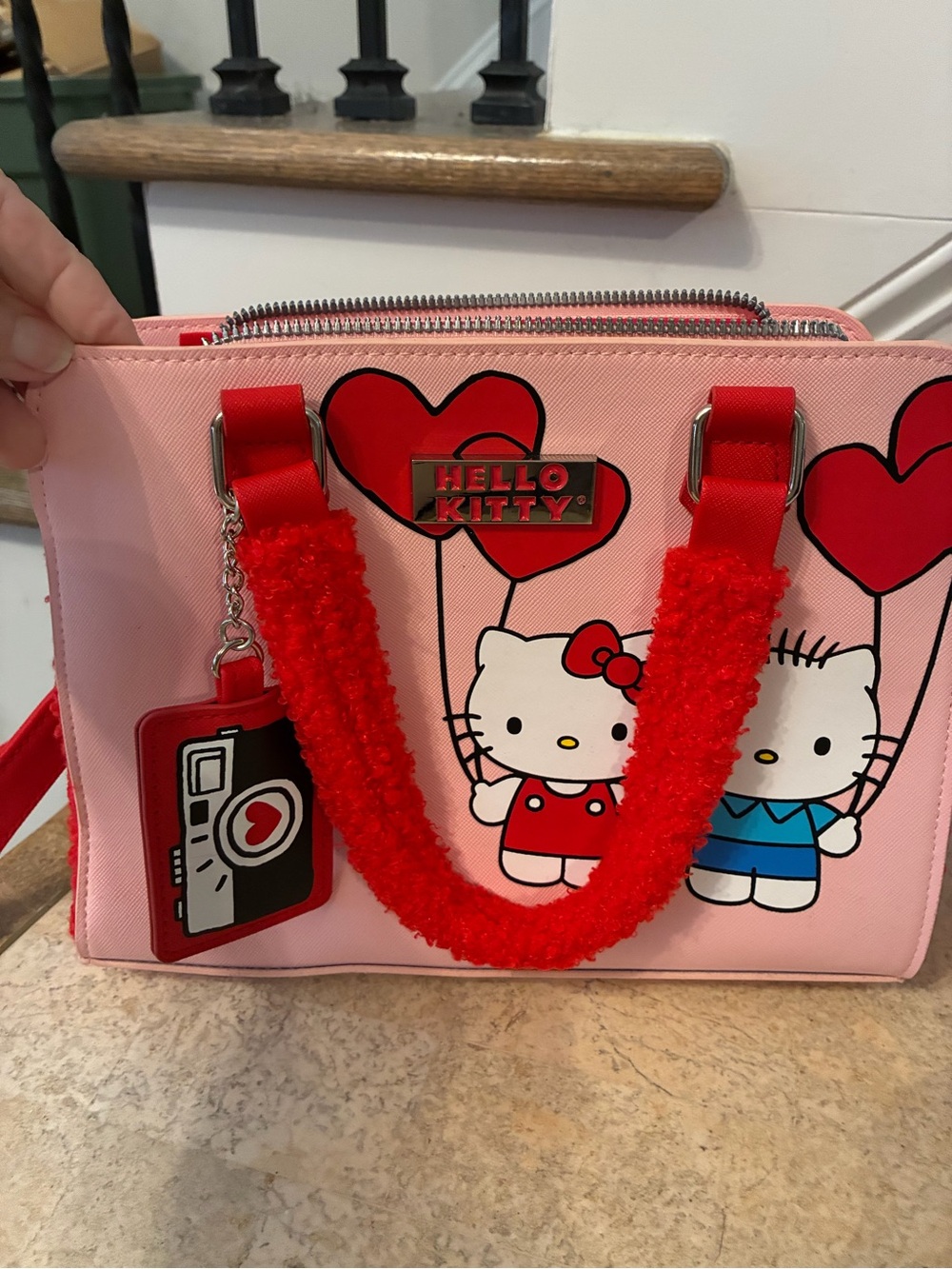 Hello Kitty Pink and Red Kids Tote with Camera Charm